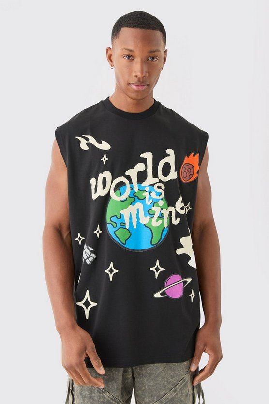 Oversize Tanktop mit World Is Mine Print