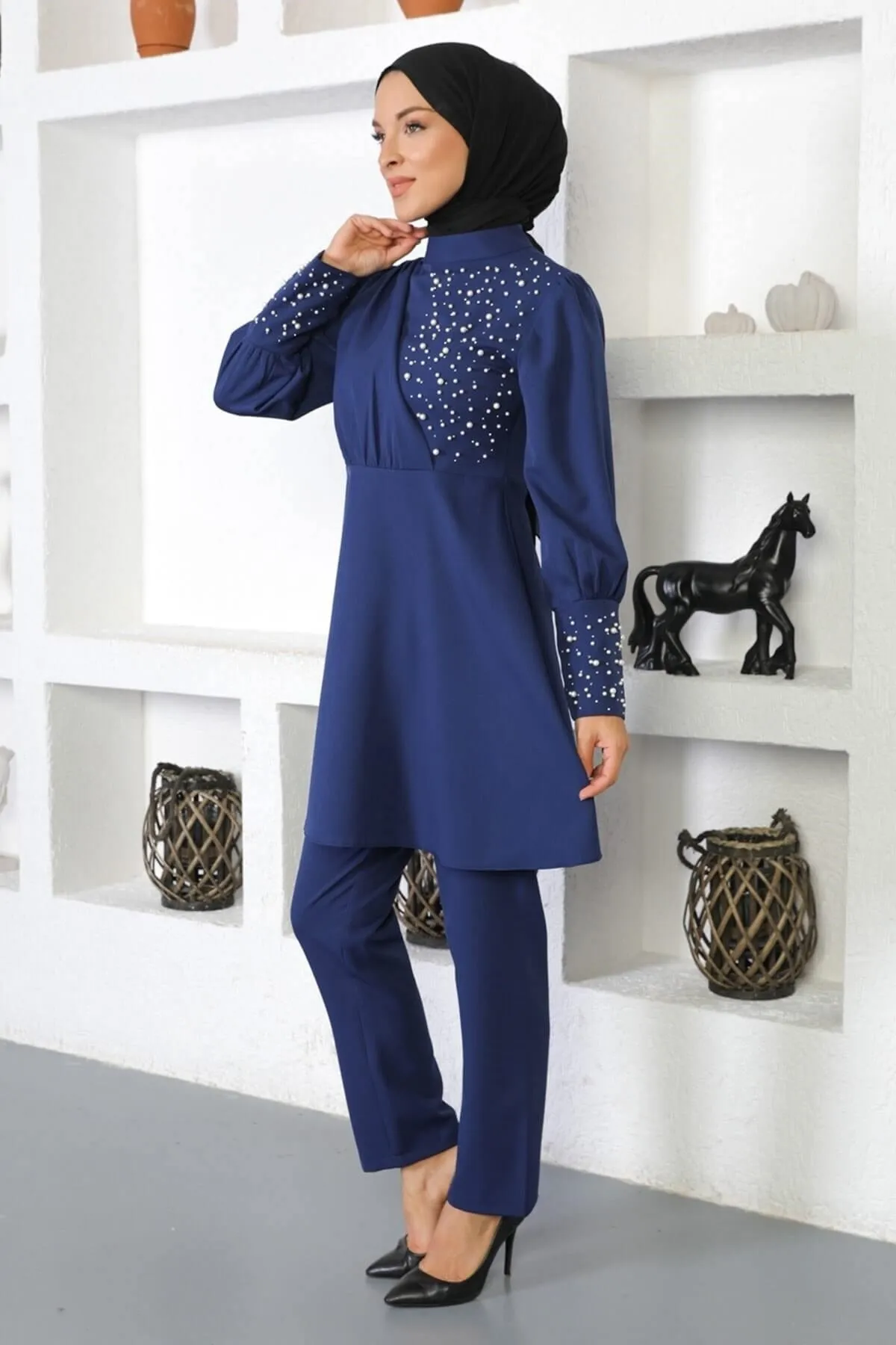 Modamihram  Perlen-Doppelanzug Indigo 17800