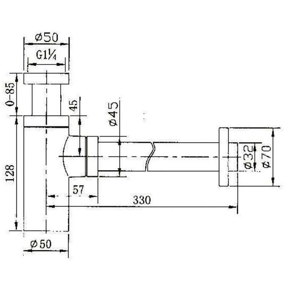 Sanixa Siphon Ablauf für Waschbecken Abfluss Ablaufset Sifon Röhren-Syphon, (3-tlg), Design Siphon Set rund schwarz matt mit Eck-Ventilen