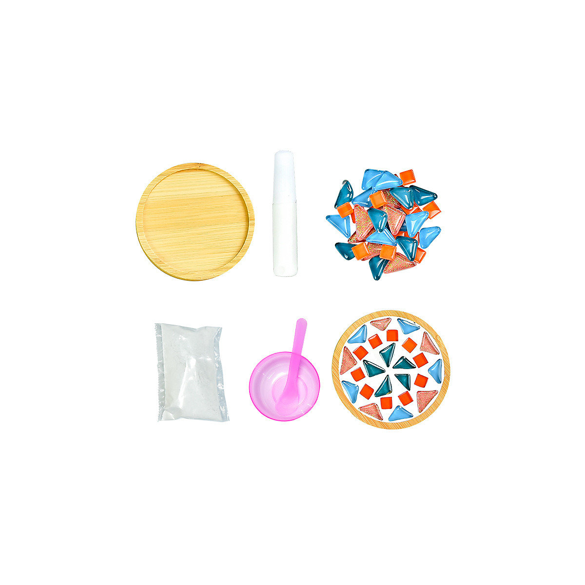 Mosaik-DIY-Untersetzer, kreatives handgefertigtes Materialpaket Eltern-Kind-Aktivitätscollage-Spielzeug für Kinder Deko-Bastelsets