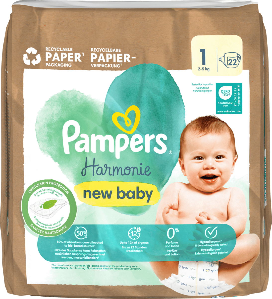 Windeln Harmonie Gr.1 Newborn (2-5 kg), 22 St