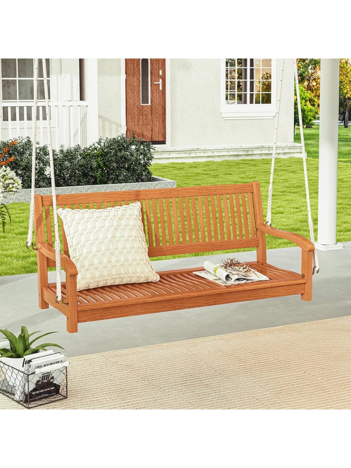 COSTWAY Schaukelbank 2-Sitzer 126 x 62 x 60 cm in Hellbraun günstig kaufen onesize
