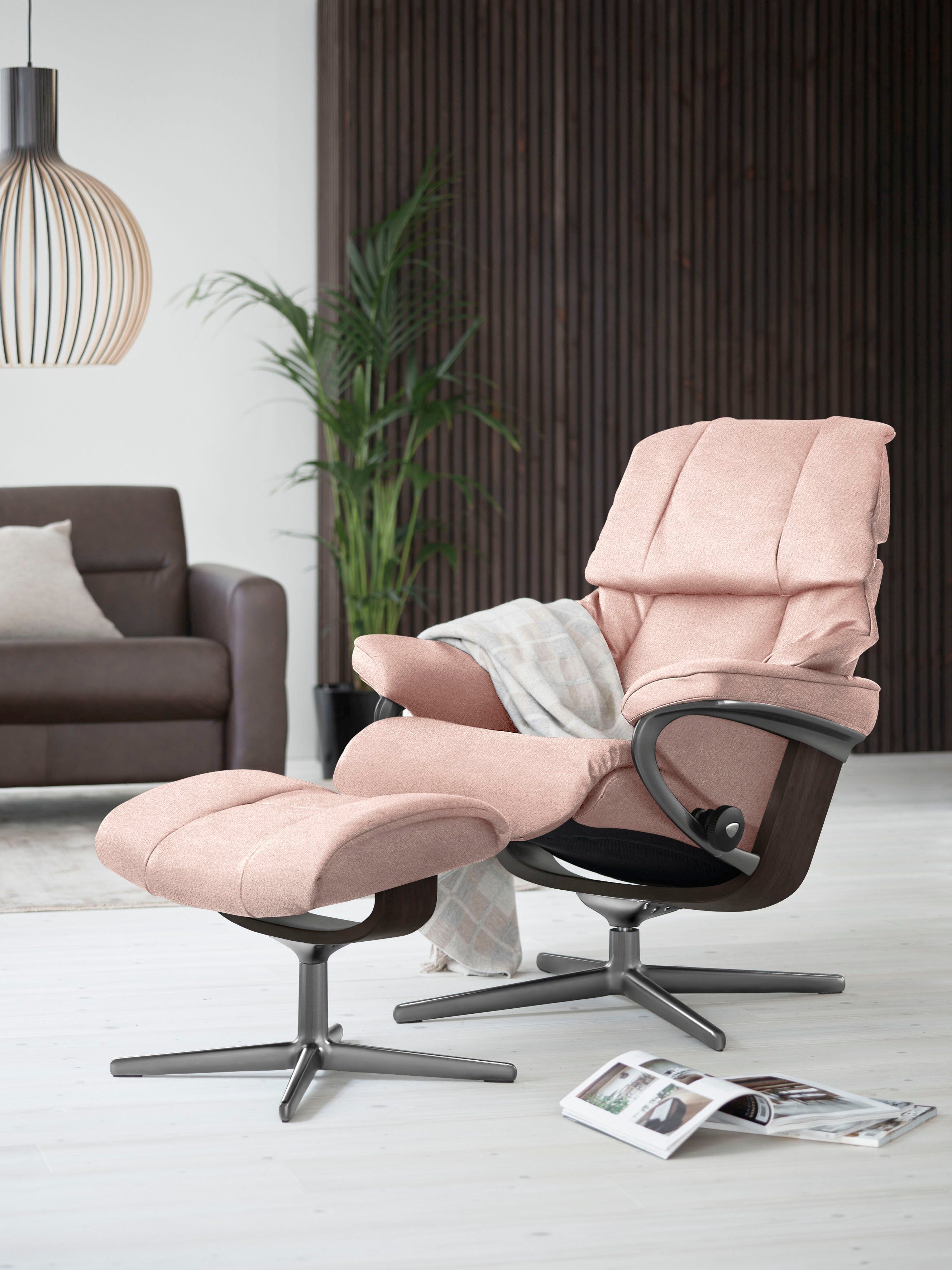 Stressless® Relaxsessel Reno (Set, Relaxsessel mit Hocker), mit Hocker, mit Cross Base, Größe S, M & L, Holzakzent Wenge