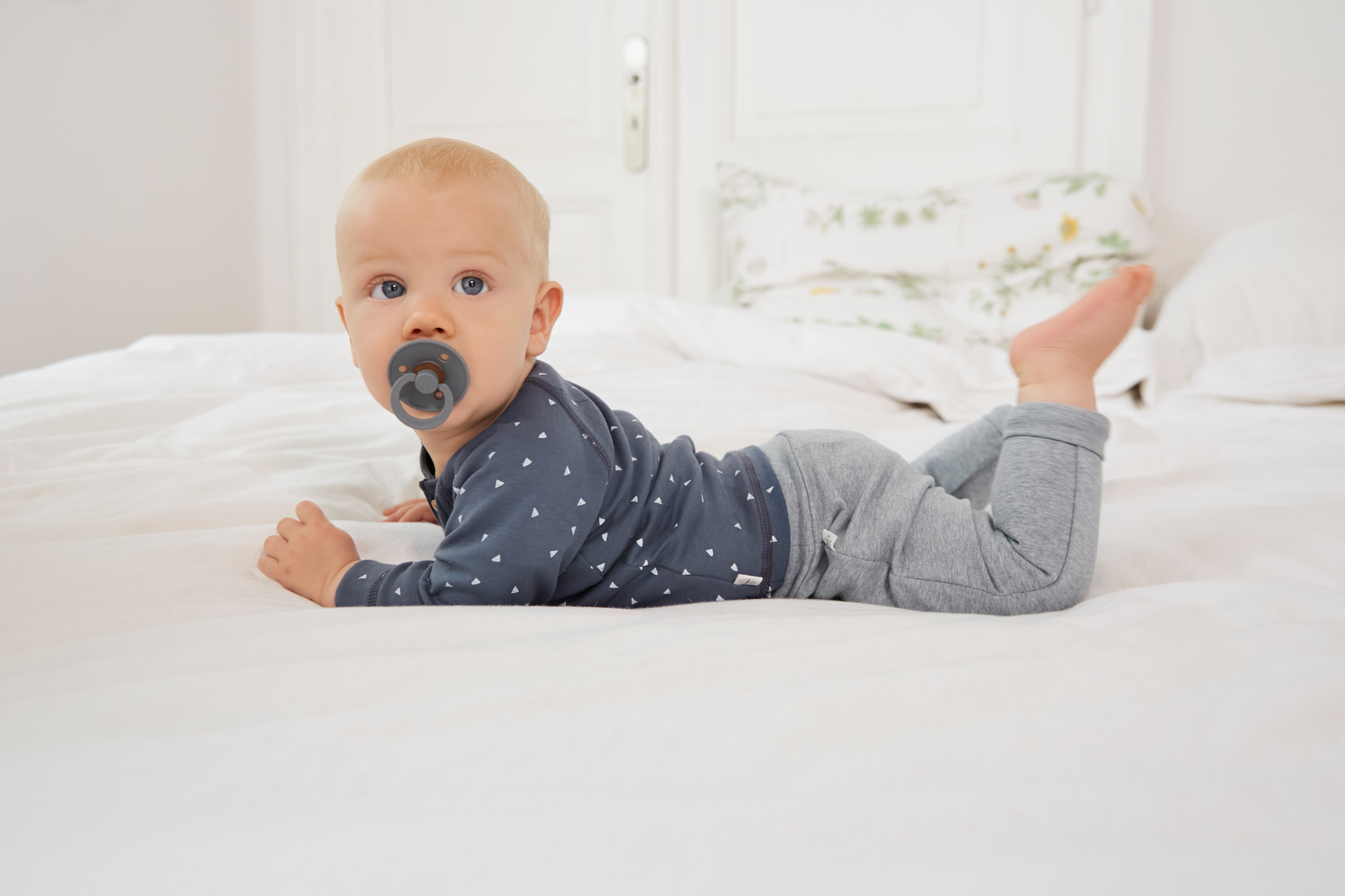 Baby Langarmshirt - Bio Baumwolle, Triangle, Blau