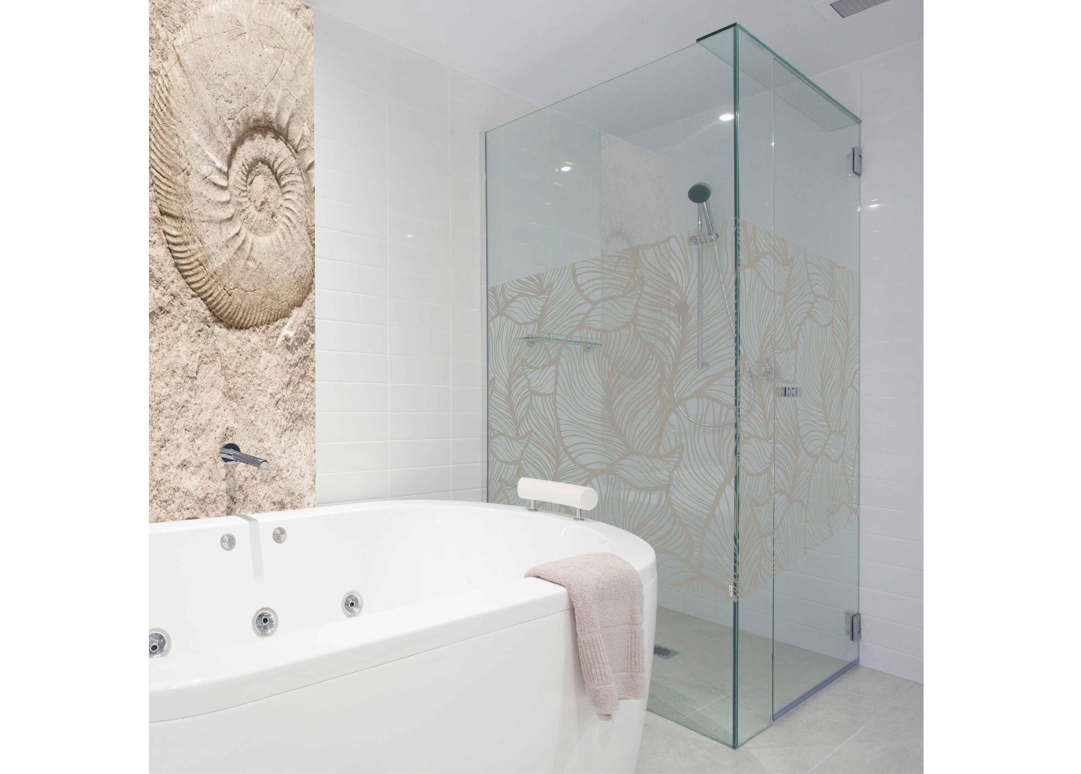 Fensterfolie Look Leaves beige, MySpotti, halbtransparent, glatt, 90 x 100 cm, statisch haftend