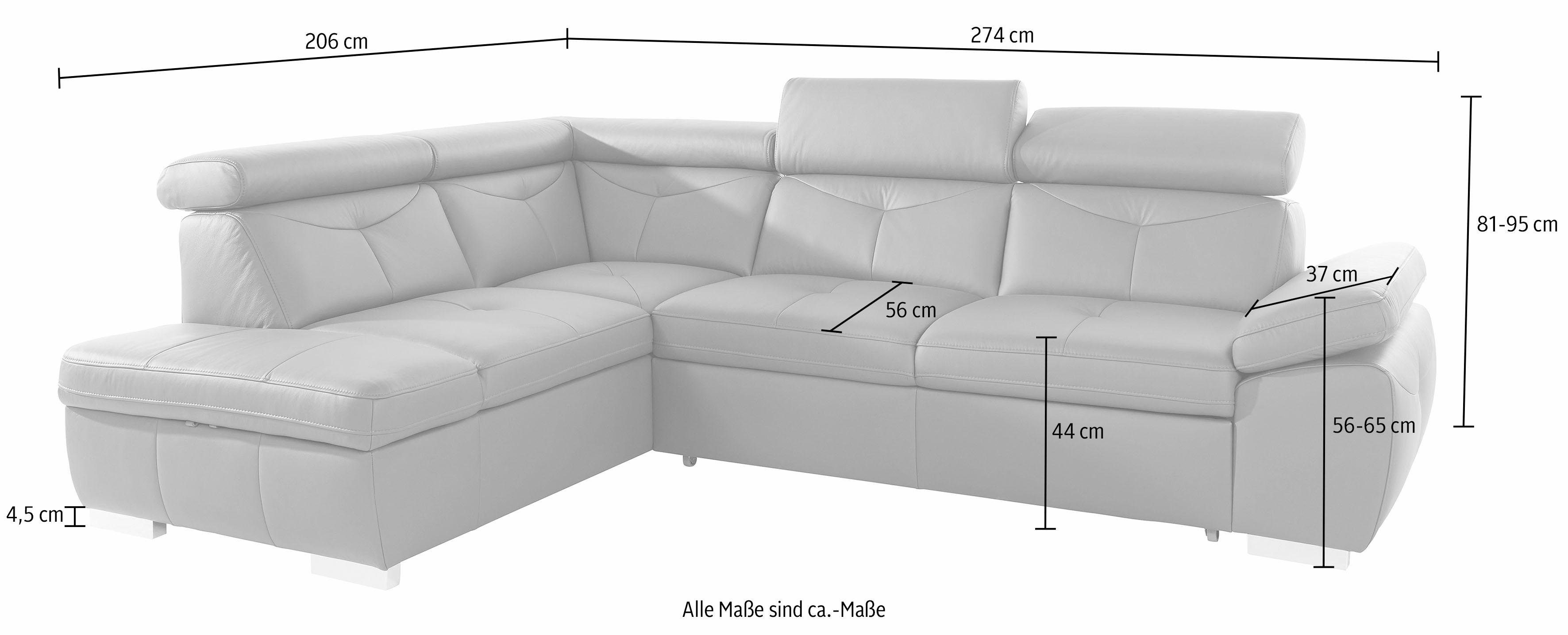 exxpo - sofa fashion Ecksofa Spring, wahlweise mit Bettfunktion und Bettklasten