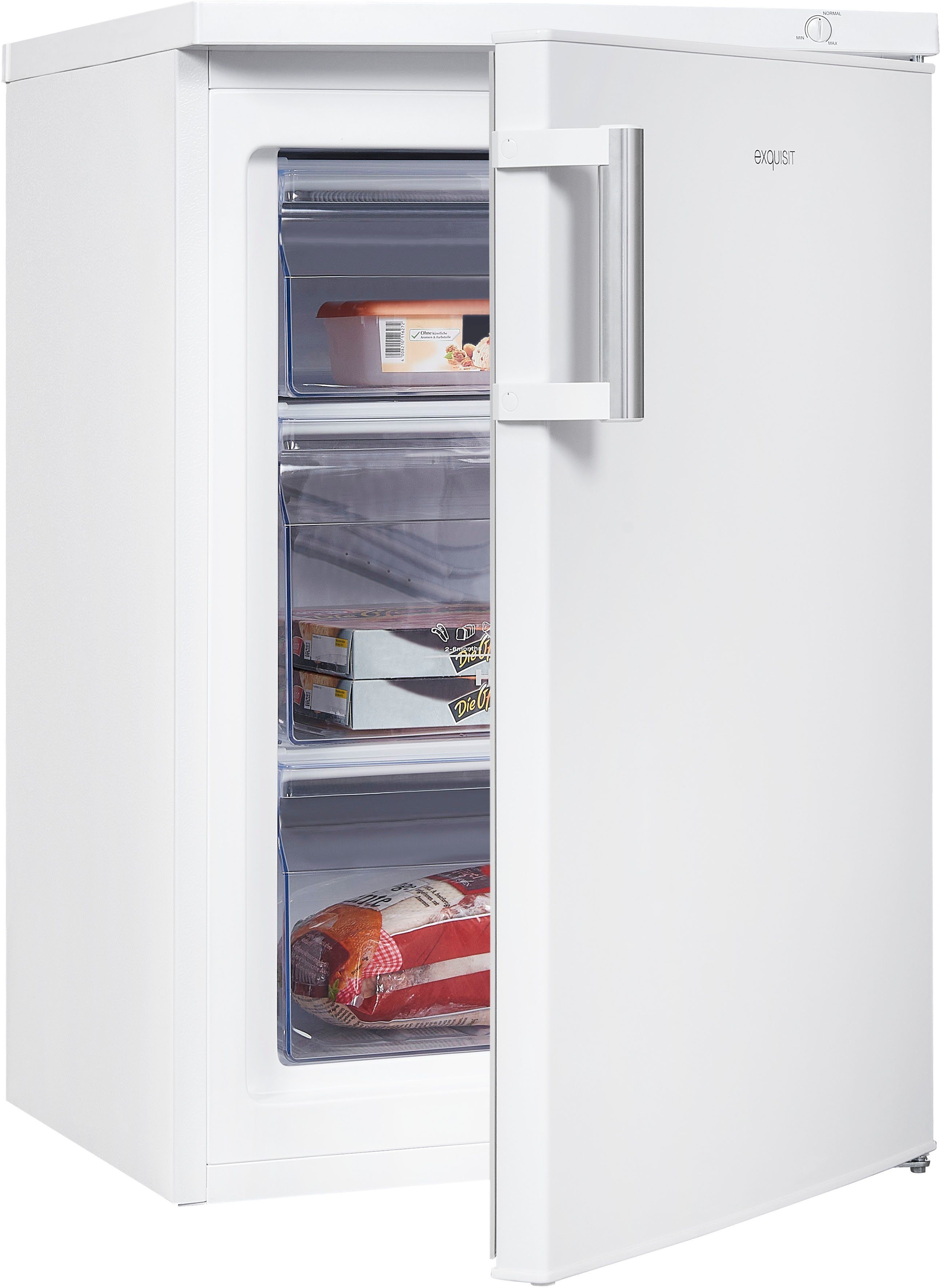 exquisit Gefrierschrank GS81-H-010D weiss, 85 cm hoch, 56 cm breit