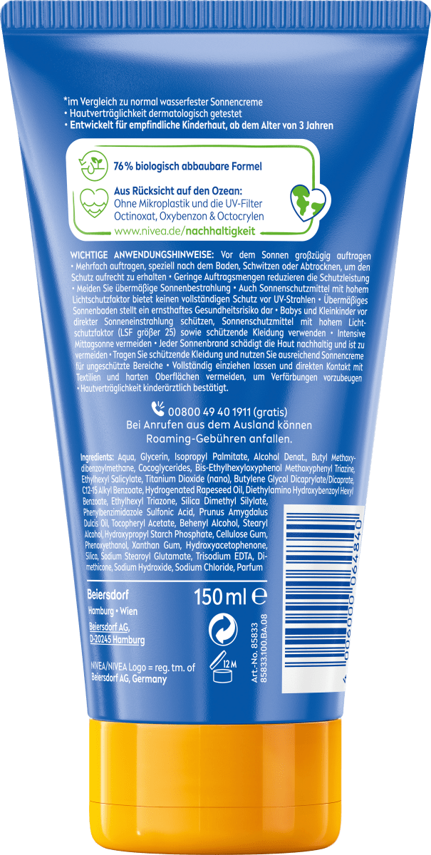 Sonnenmilch kids ultra Schutz & Pflege LSF 50+, 150 ml