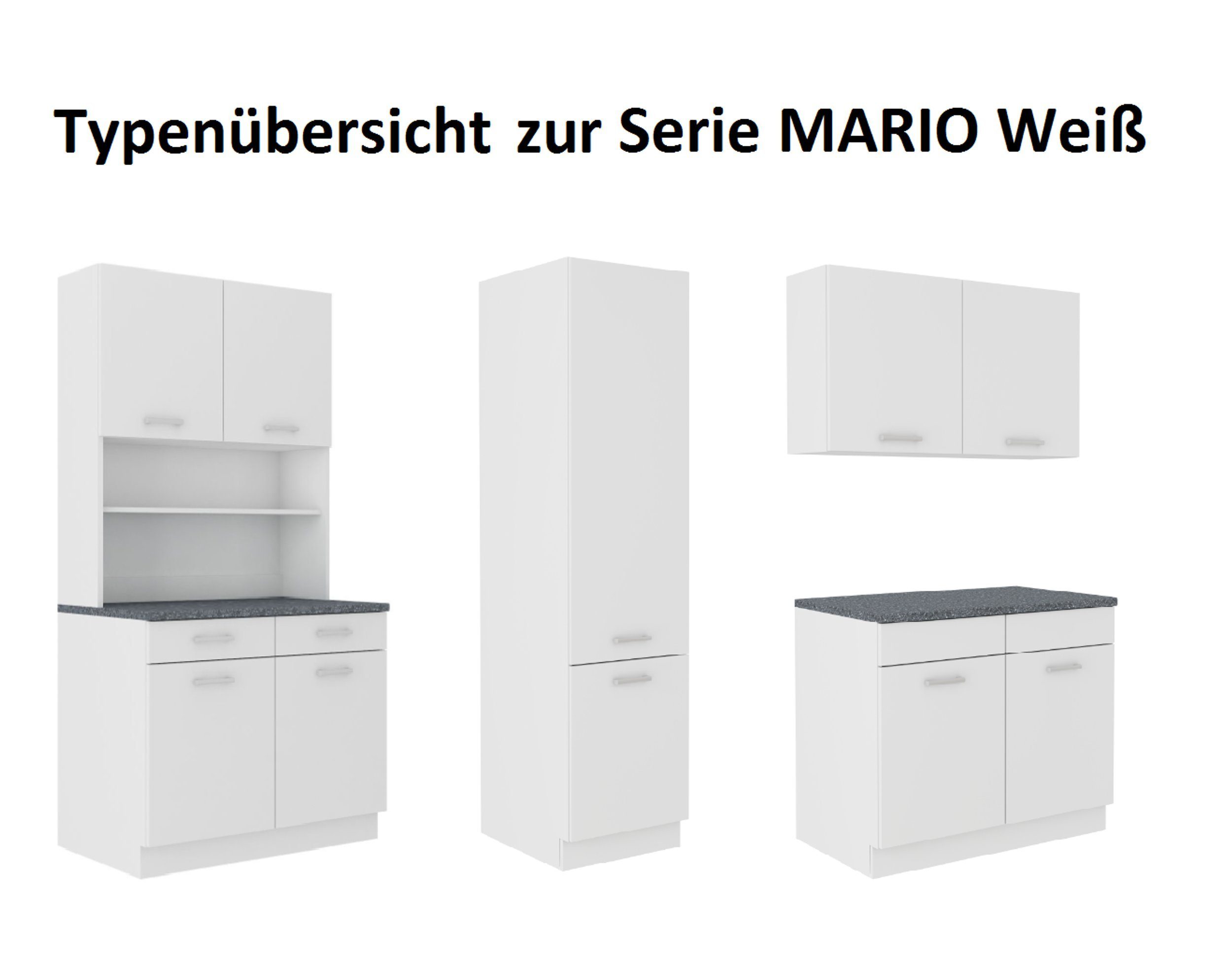 Küchen-Preisbombe Küchenbuffet Mario 150 cm Küche Küchenzeile Küchenblock Einbauküche Weiss matt
