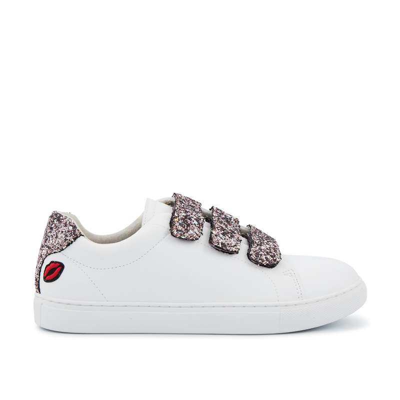 Baskets en cuir Edith blanc/glitter or rose