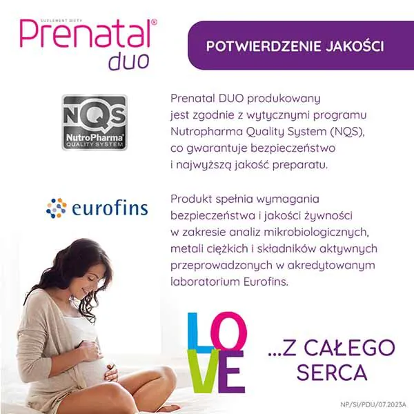 Prenatal Duo, Maisto papildas moterims nuo 13 nėštumo savaitės iki žindymo pabaigos, Kietos kapsulės + želatinos kapsulės