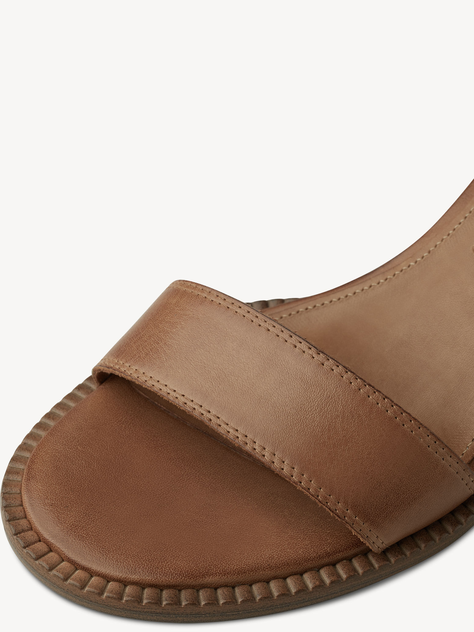 Sandale à talon en cuir - marron
