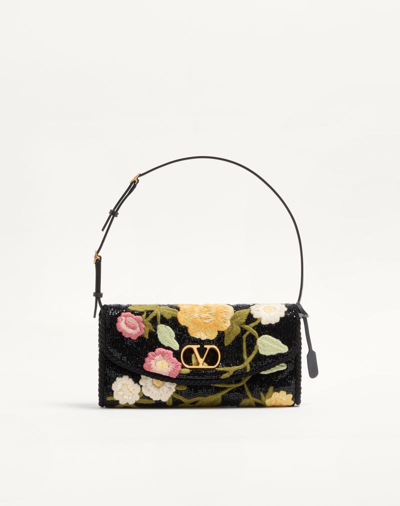 Bolsa de ombro pequena bordada Valentino Garavani Devain