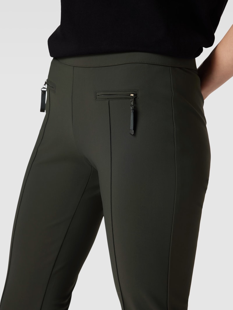 Stretchhose mit Reißverschlusstaschen Modell 'OTTI' in olivgrün