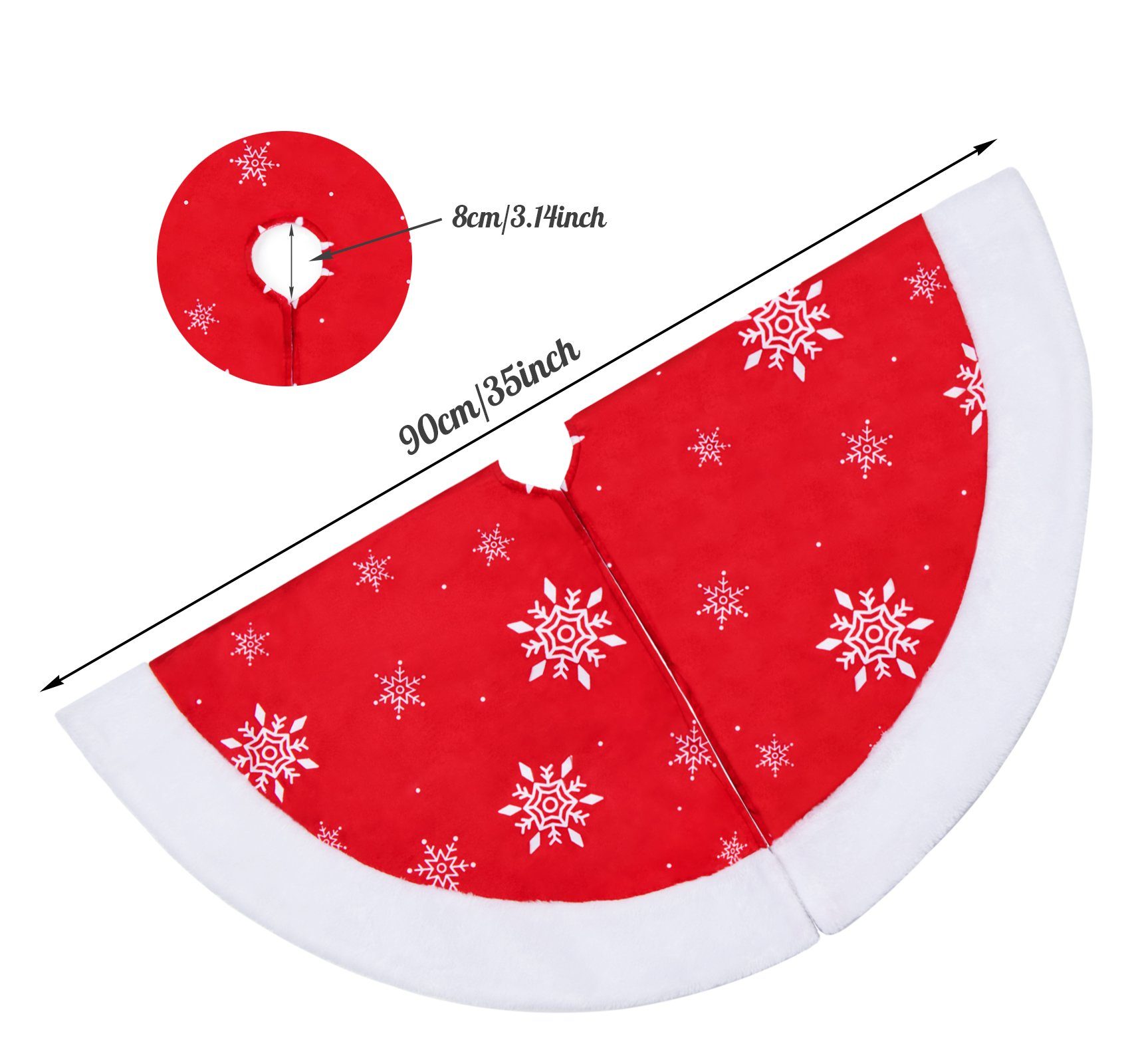 Homewit Christbaumschmuck Weihnachtsbaum Rock Christbaumständer Teppich Abdeckung Dekoration (1-tlg), Rot Weihnachtsbaum Decke 35zoll/90cm
