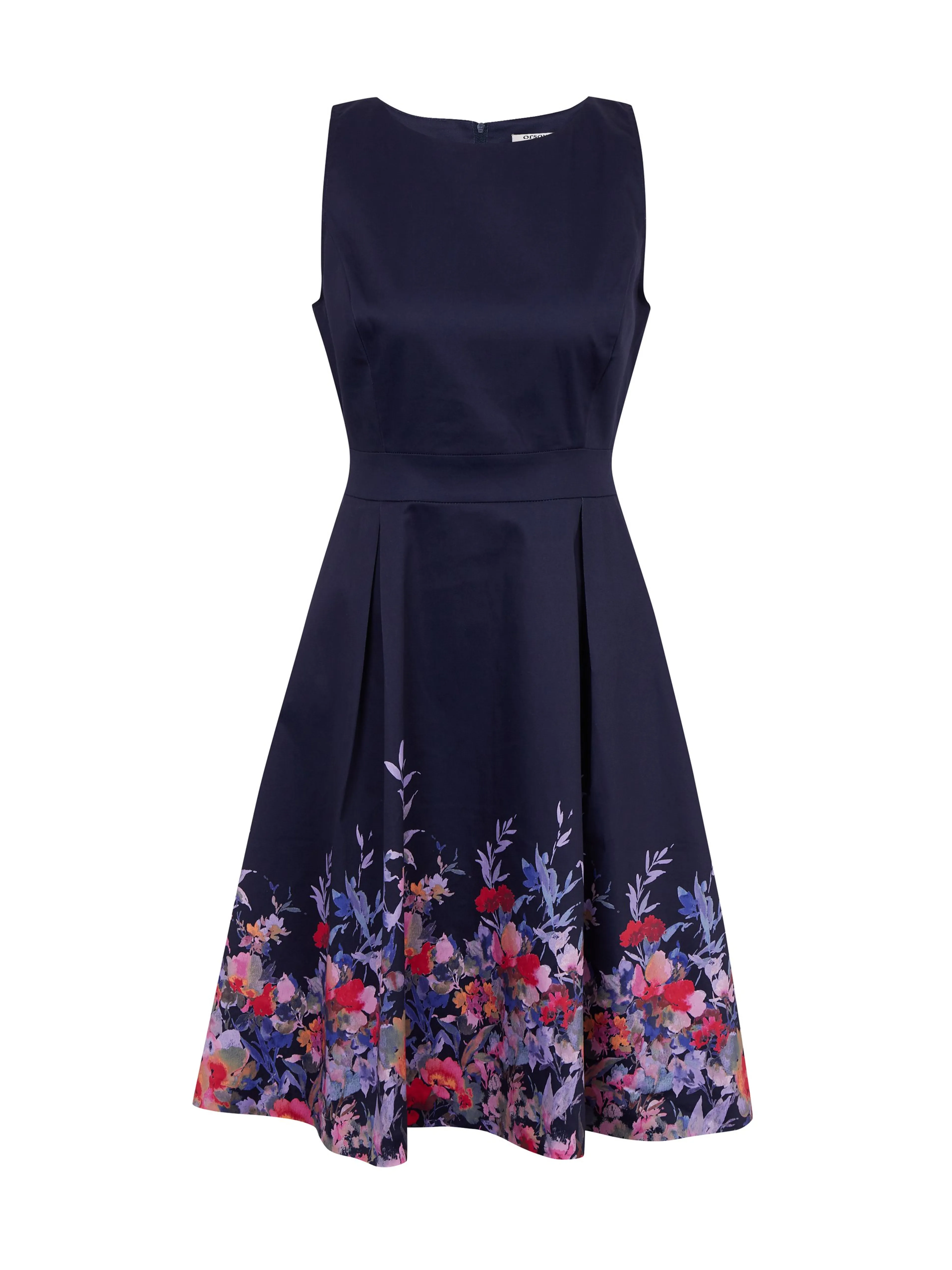 Dunkelblaues geblümtes Damenkleid ORSAY
