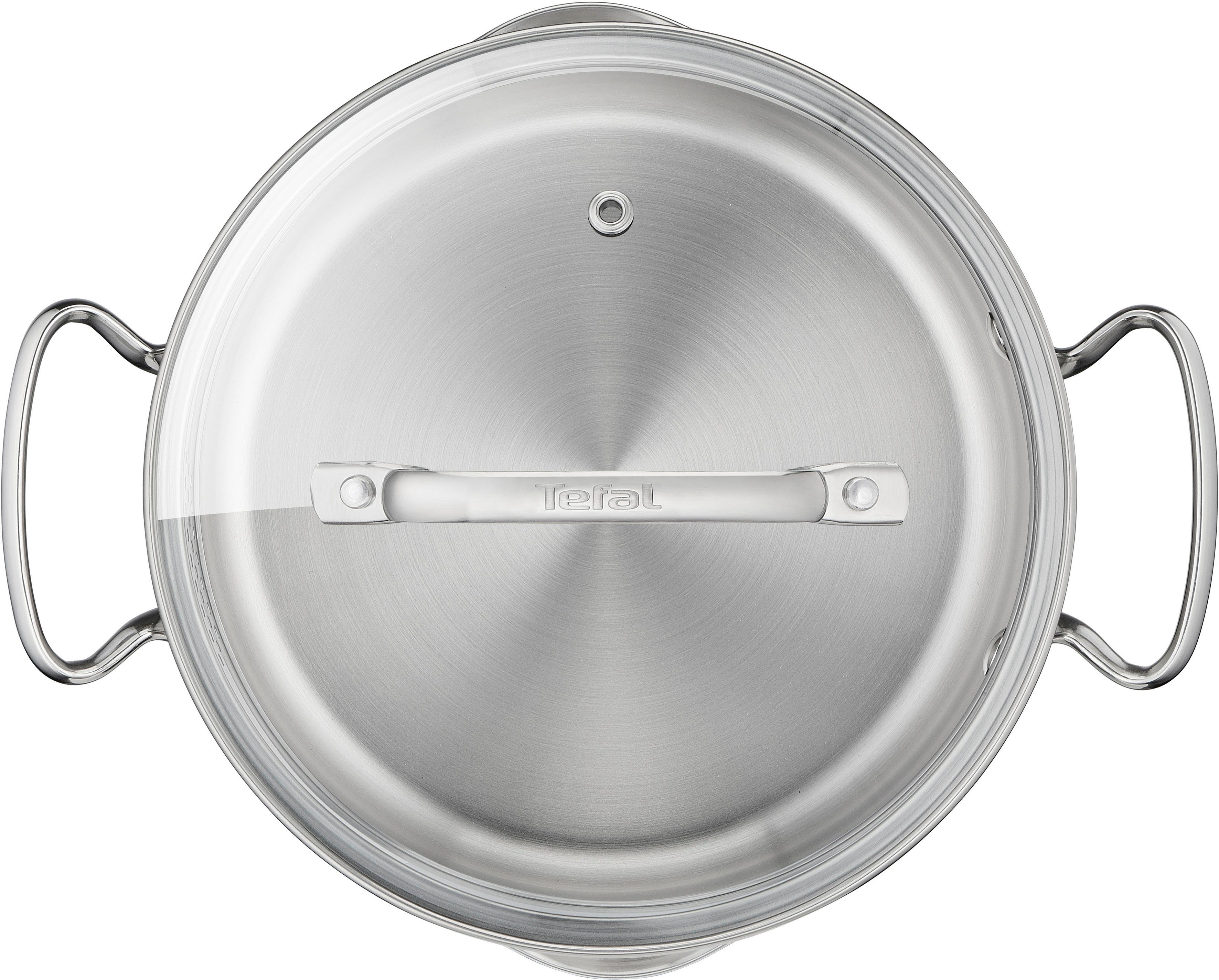Tefal Topf-Set Duetto+ G719S7, Edelstahl 18/10 (Set, 7-tlg., 7-teiliges Topfset mit Stielkasserolle 16 cm, Kochtopf 16/20/24 cm), hochwertiger Edelstahl, hochglanzpoliert, Glasdeckel mit Siebfunktion