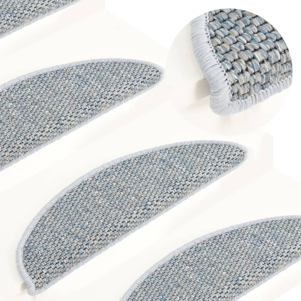 Stufenmatte Treppenmatten Selbstklebend Sisal-Optik 15 Stk. 56x17x3cm Blau, vidaXL, Rechteckig, Höhe: 0.53 mm