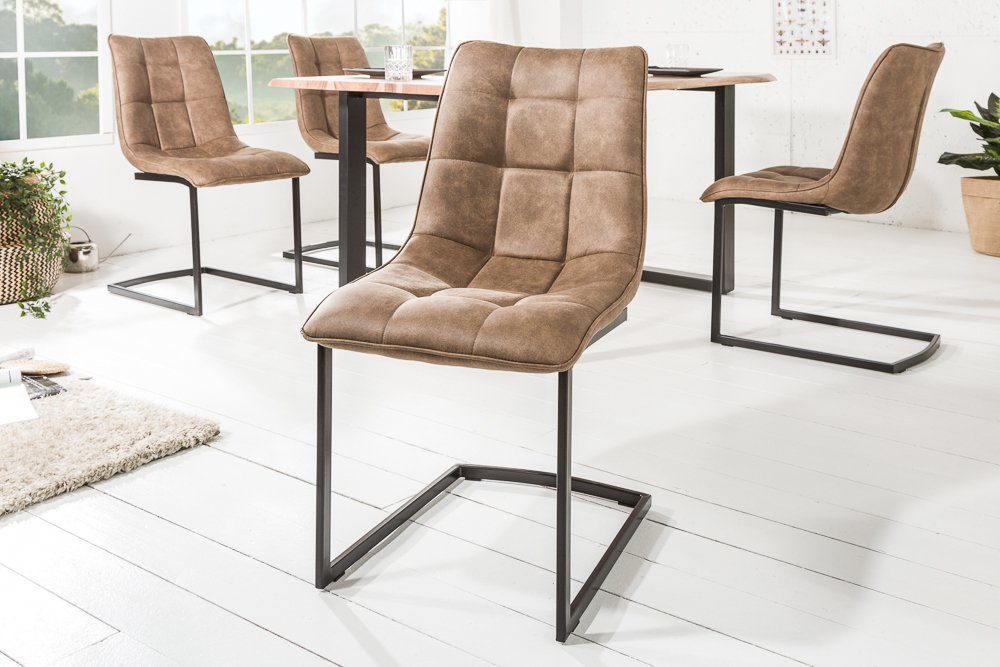 riess-ambiente Freischwinger MIAMI taupe braun / schwarz (1 St), Esszimmer · Microfaser · Metall · Industrial