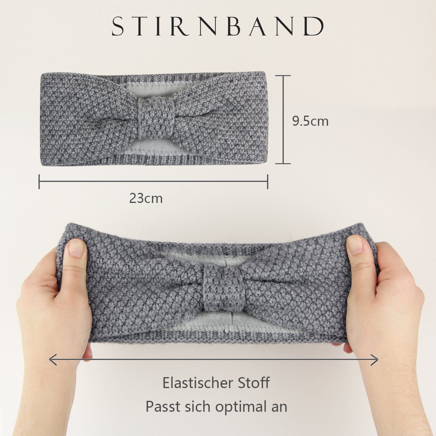 Frentree Stirnband Gefüttertes Haarband, Ohrenwärmer für Damen und Mädchen, Strickmuster mit Schleife und weichem Fleece Innenfutter