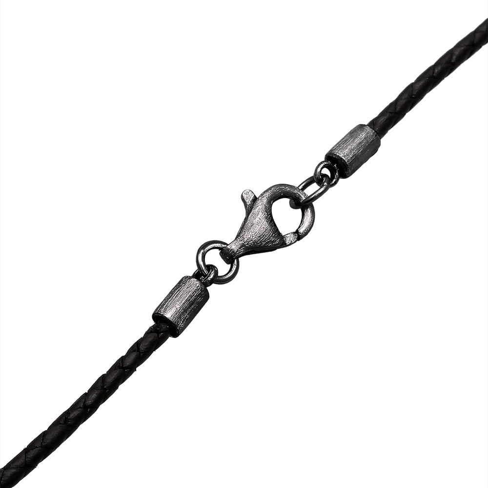 KUZZOI KUZZOI Collier Herren Lederkette Stierkopf Oxidiert 925 Silber collier