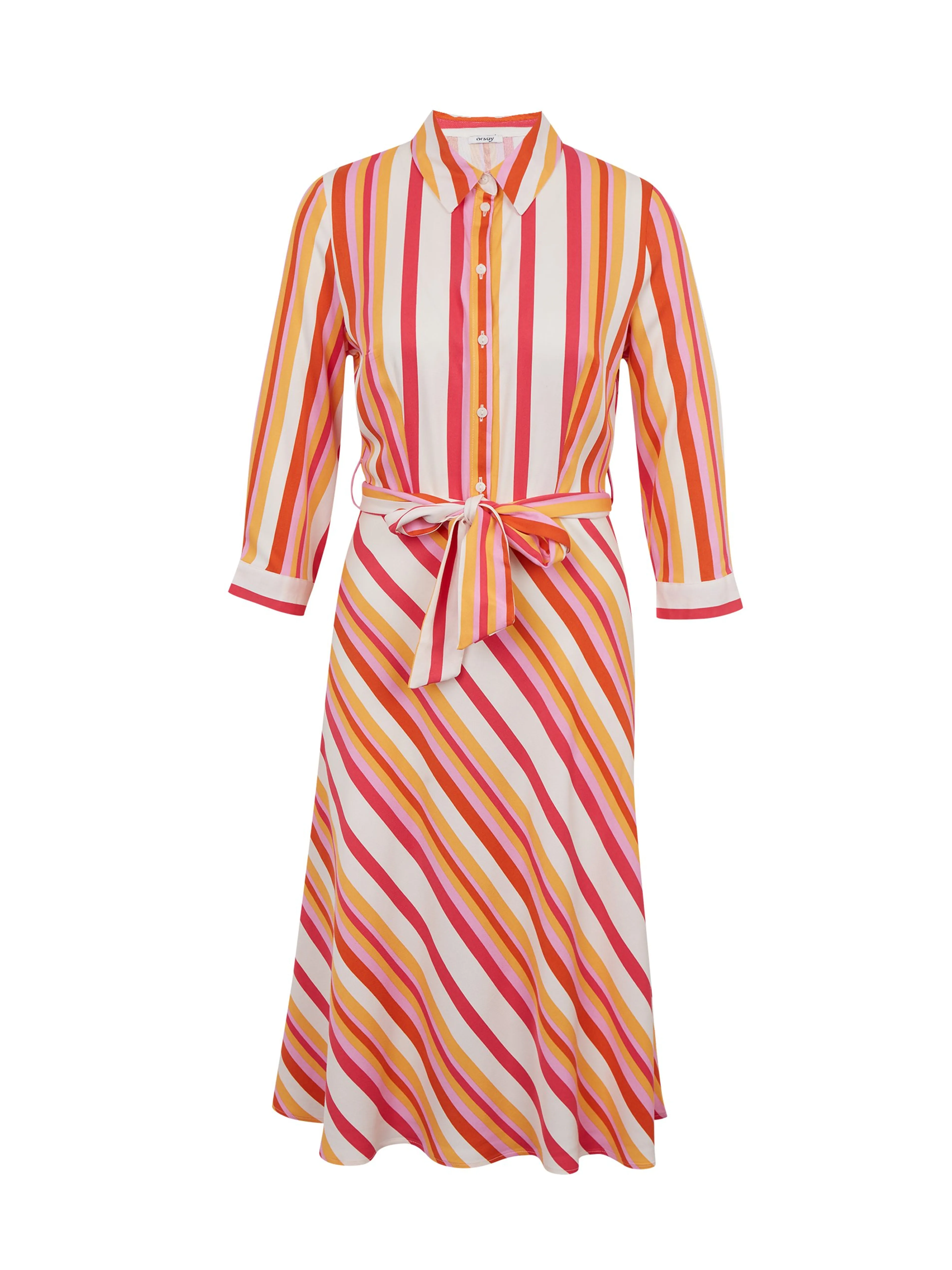 Rot-orangefarbenes gestreiftes Damen-Shirtkleid ORSAY