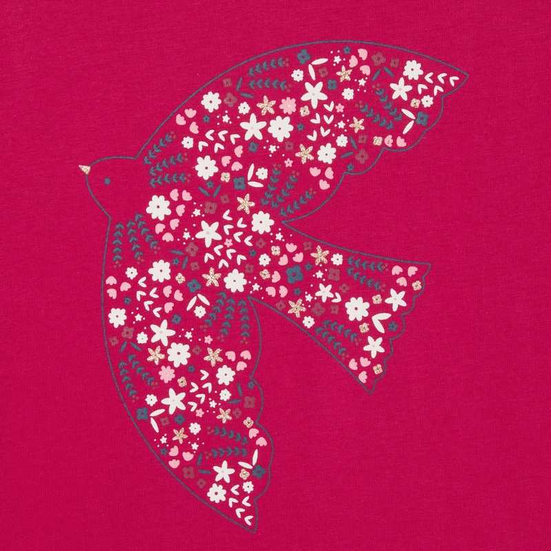 T-shirt manches longues motif colombe rose fille