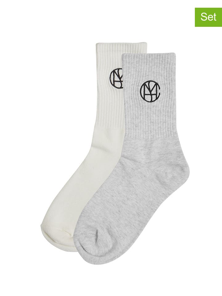 MOSS COPENHAGEN 2er-Set: Socken in Grau/ Weiß günstig kaufen onesize