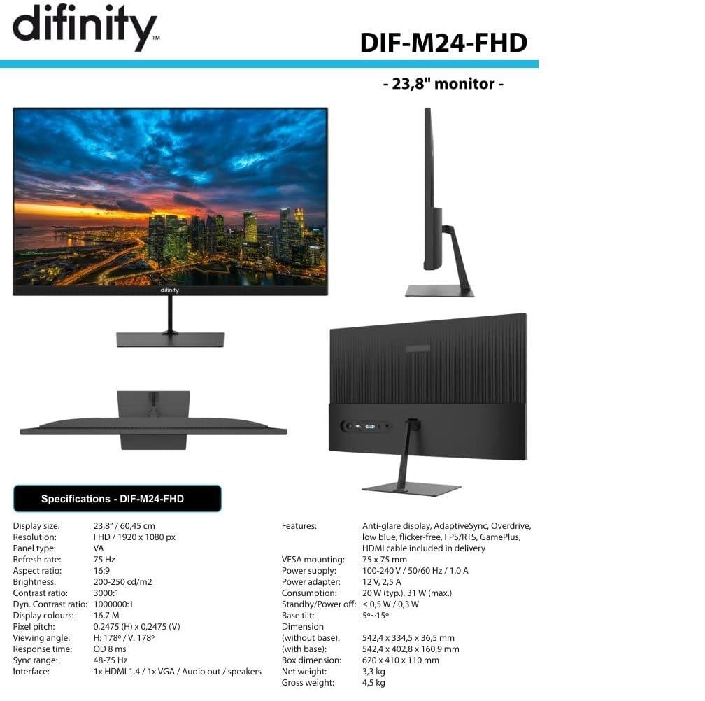 Shinobee i7 Business Windows Computer mit Monitor All in One Office Home Business-PC (Intel Core i7 4770, Intel UHD Graphics, DirectX 12, 16 GB RAM, 512 GB SSD, Luftkühlung, 2 Monitor Anschlüsse,Multimedia Workstation,Business,Intel)