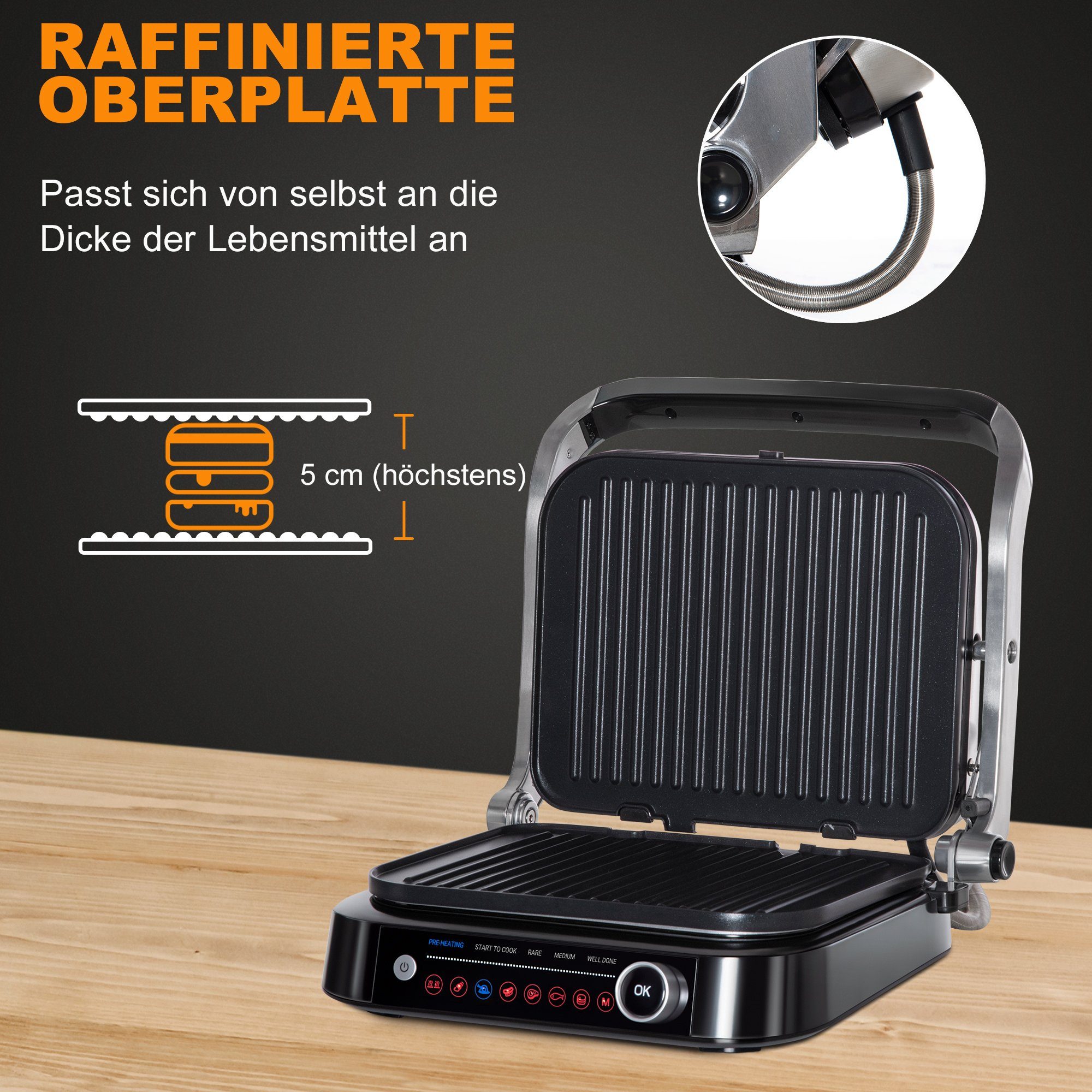 HOMCOM Raclette Elektrogrill, 8 Modi