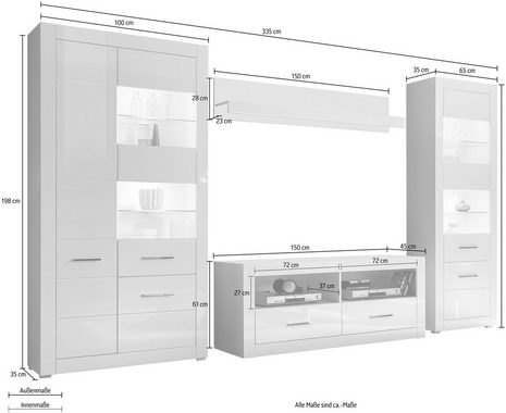 INOSIGN Wohnwand BIANCO, (Set, 4-St)