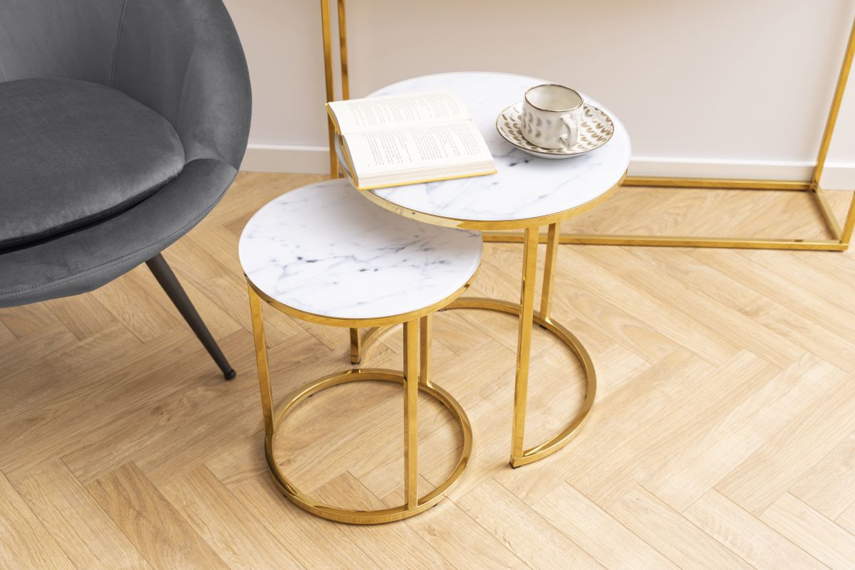 Couchtisch 2er Set Alisma rund Weiß