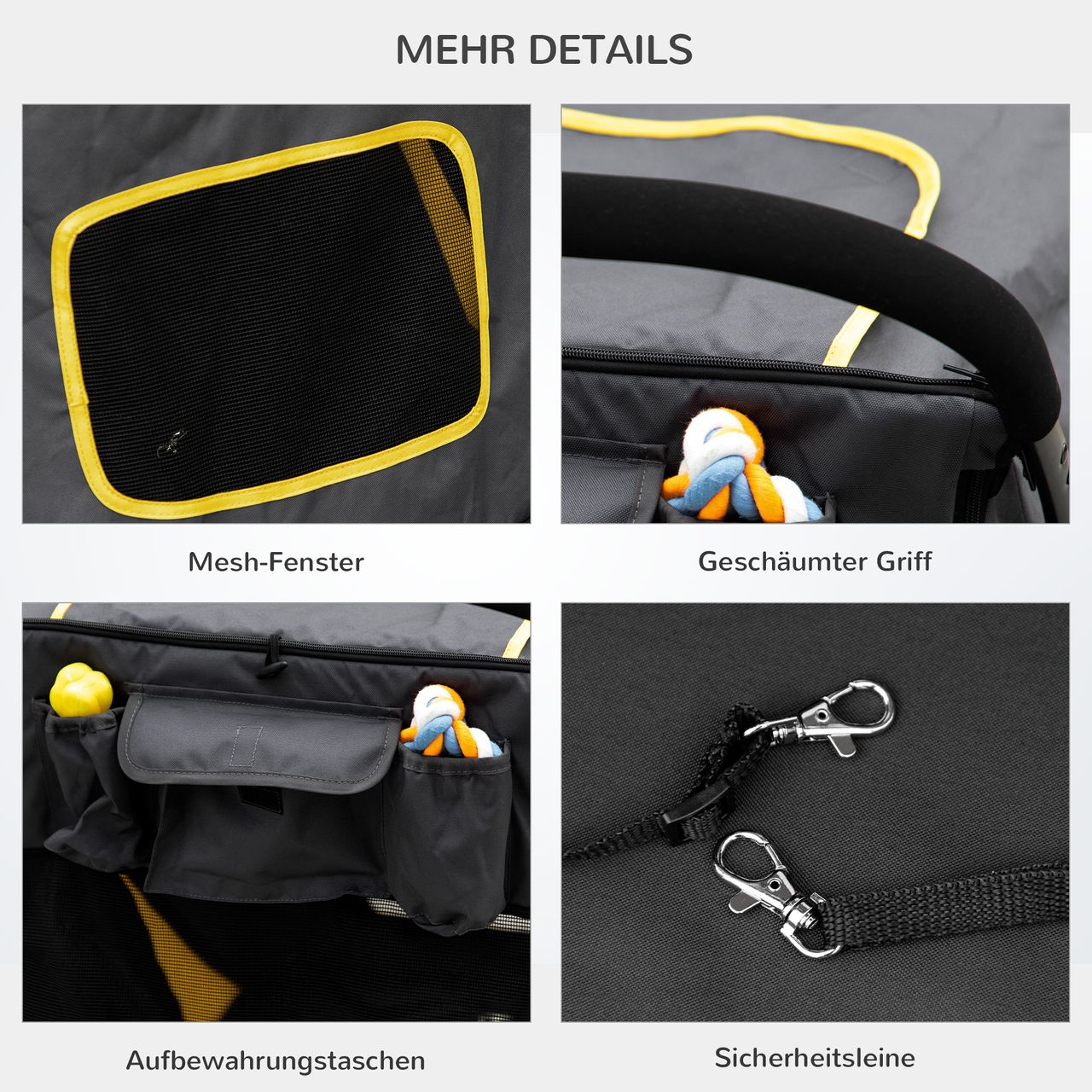 PawHut Hundewagen, faltbarer Hundetrolley, Hundebuggy mit Kissen, Katzenbuggy
