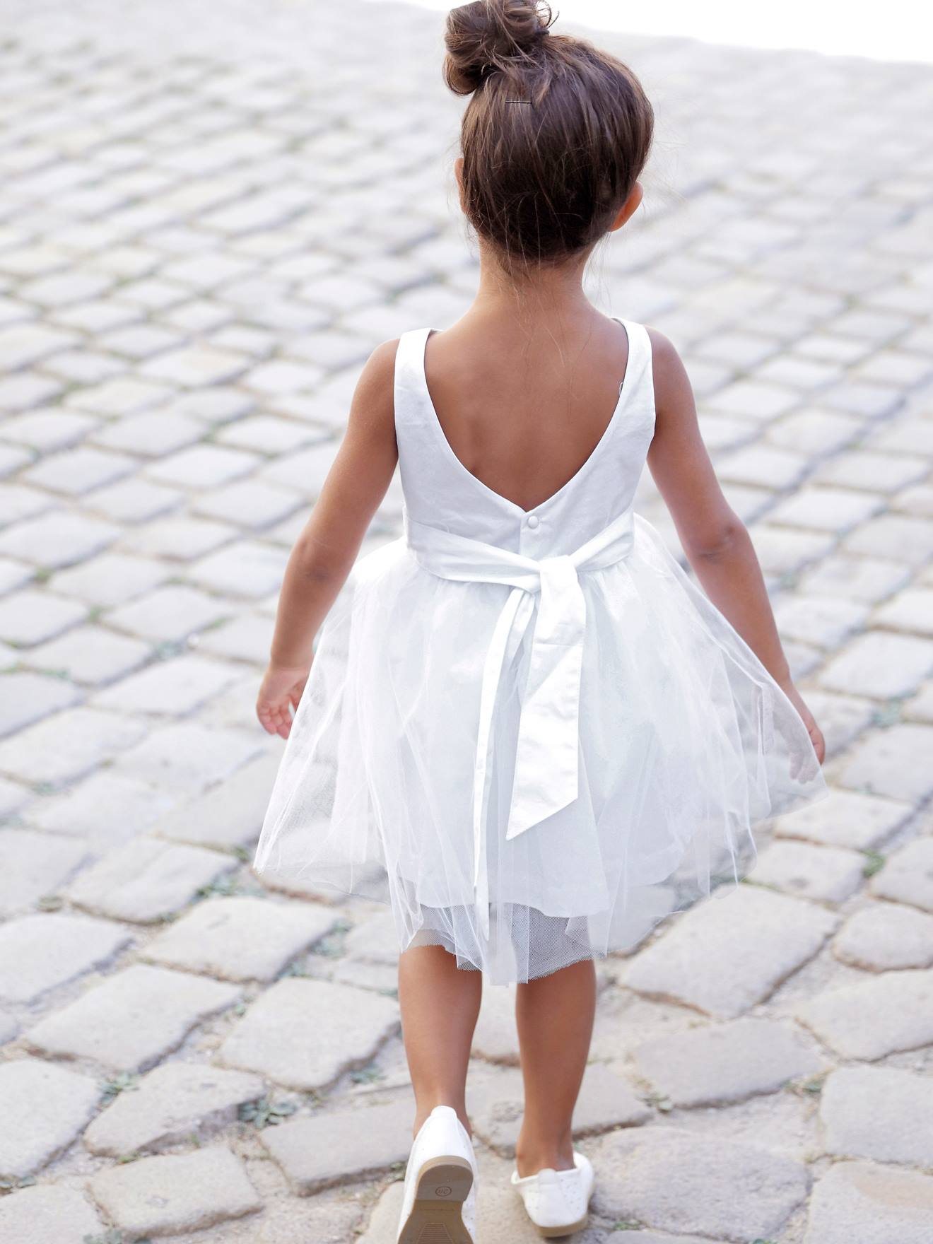 Vertbaudet Festliches Mädchenkleid, Satin und Tüll - hellblau