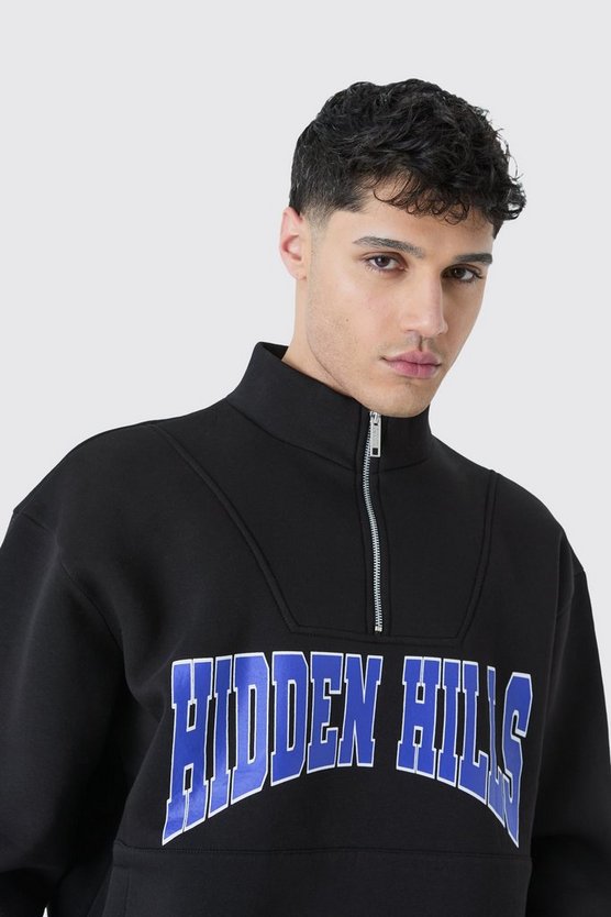 Kastiges Oversize Sweatshirt mit 1/4 Reißverschluss