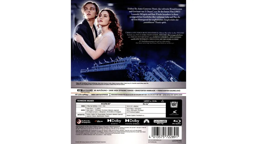 Titanic - 4K Remastered  (4K Ultra HD) (+ Blu-ray)
