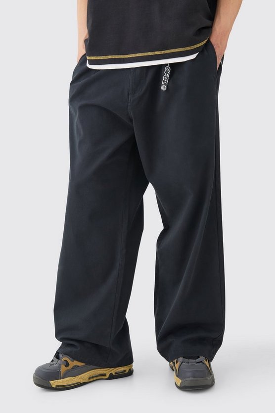 Chino-Hose mit extrem weitem Bein und Anhänger