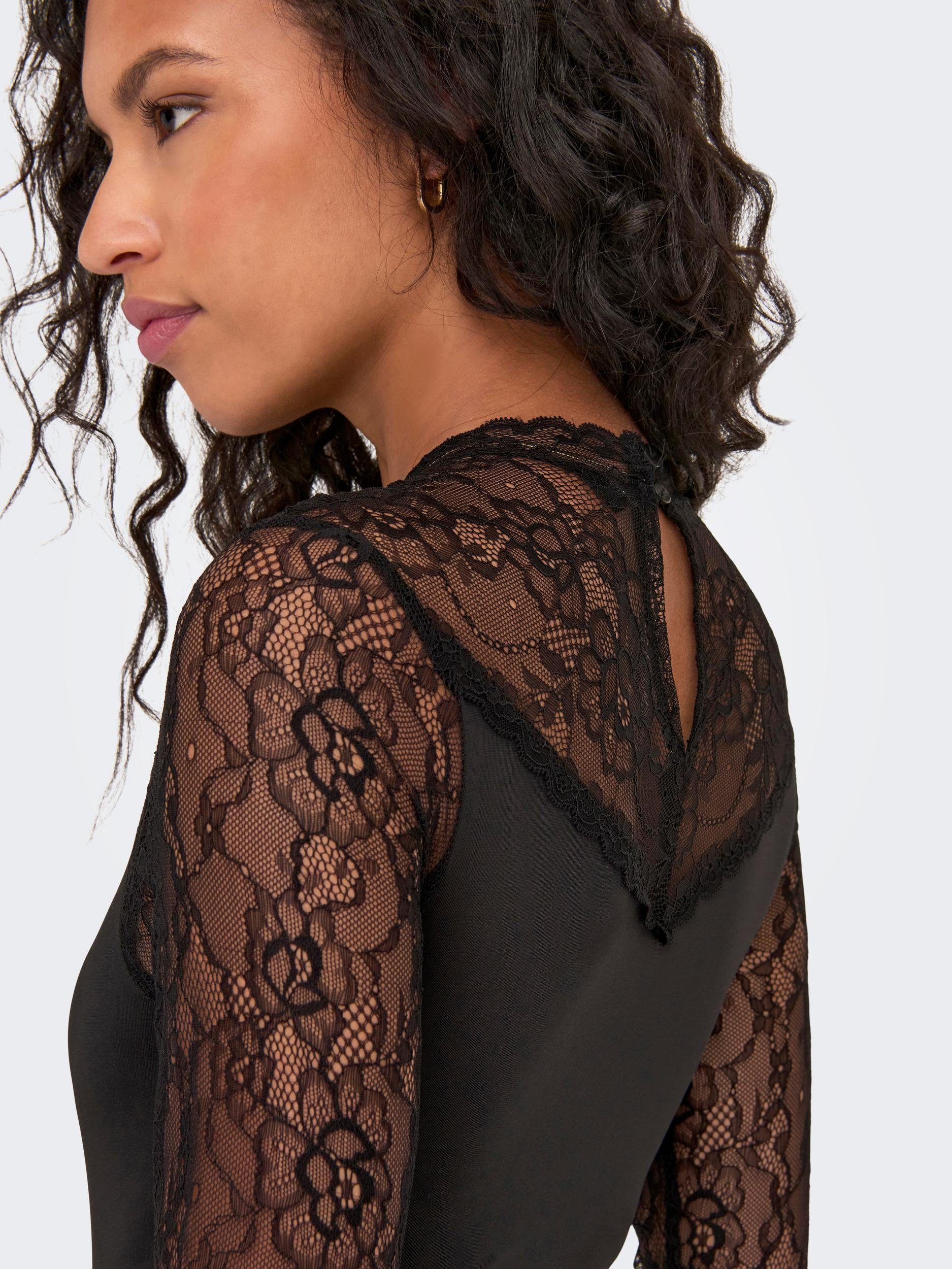 ONLY Langarmbody ONLVALERIE HIGHNECK L/S LACE BODY