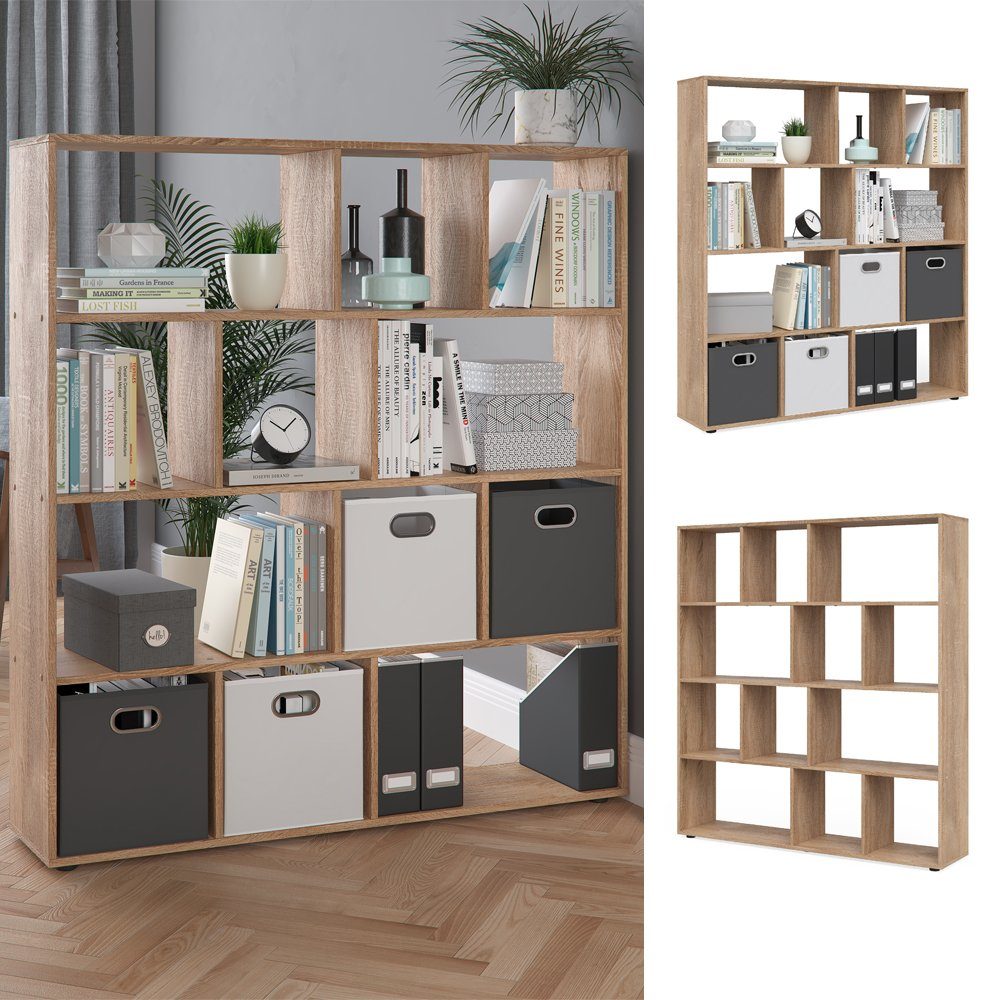 Vicco Raumteiler Bücherregal Standregal PILAR 12 Fächer Sonoma