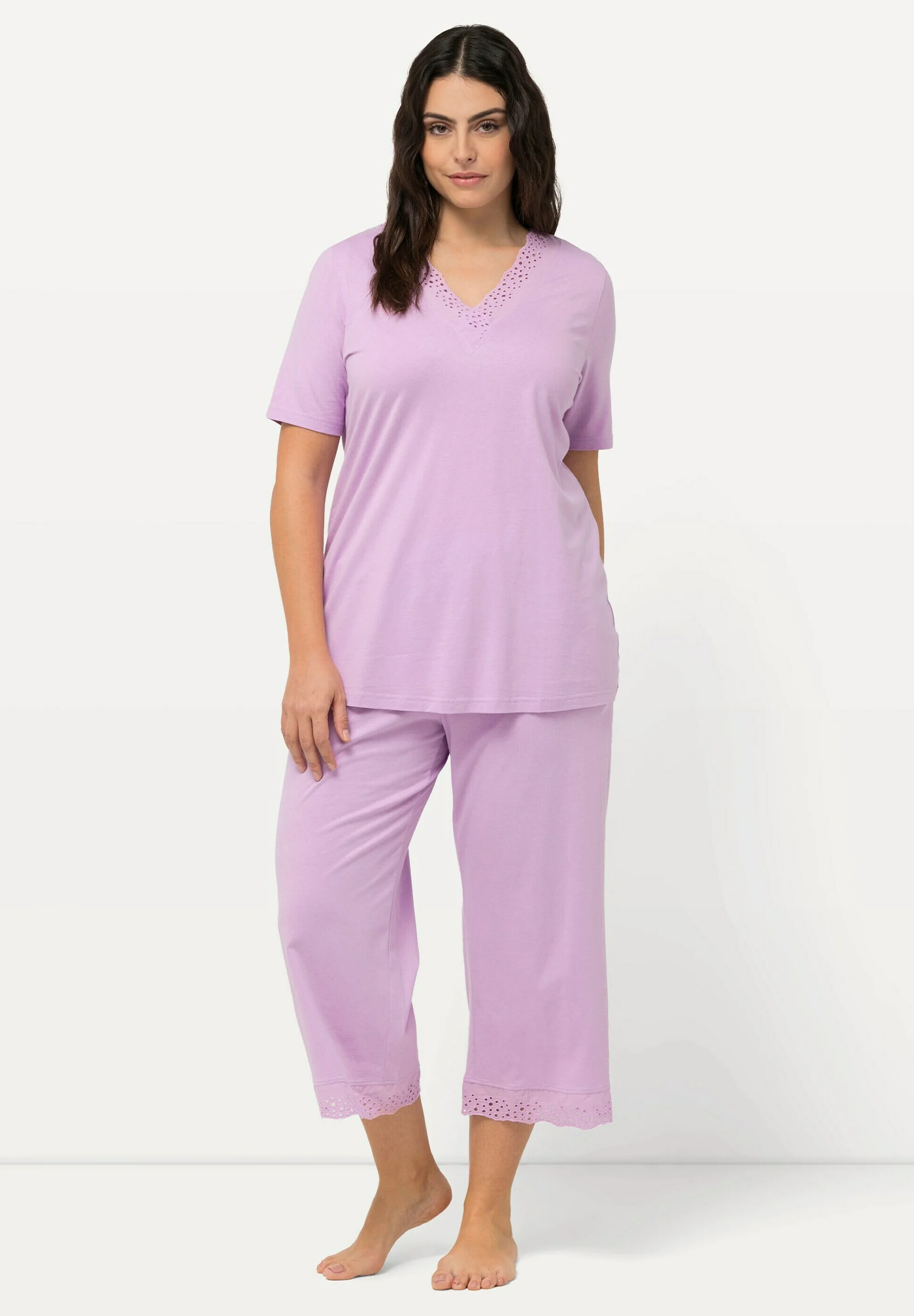 Ulla Popken SET LOCHSTICKEREI HALBARM - Pijama