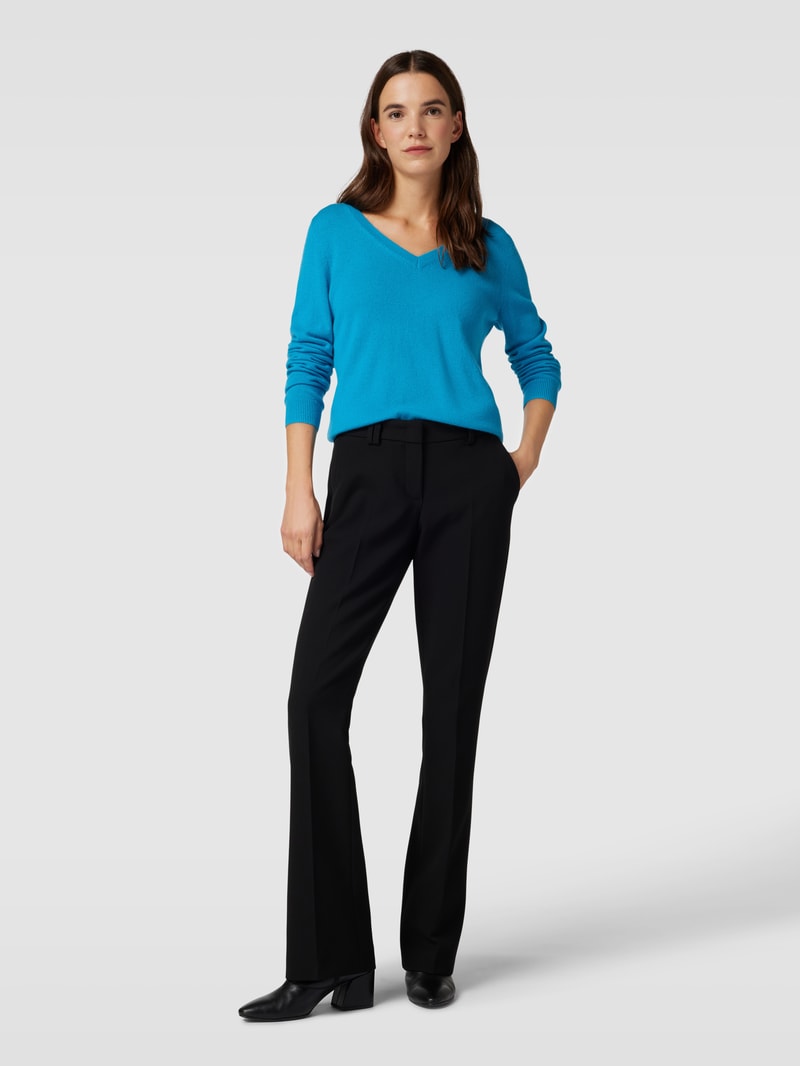 Strickpullover aus Kaschmir mit V-Ausschnitt in himmelblau
