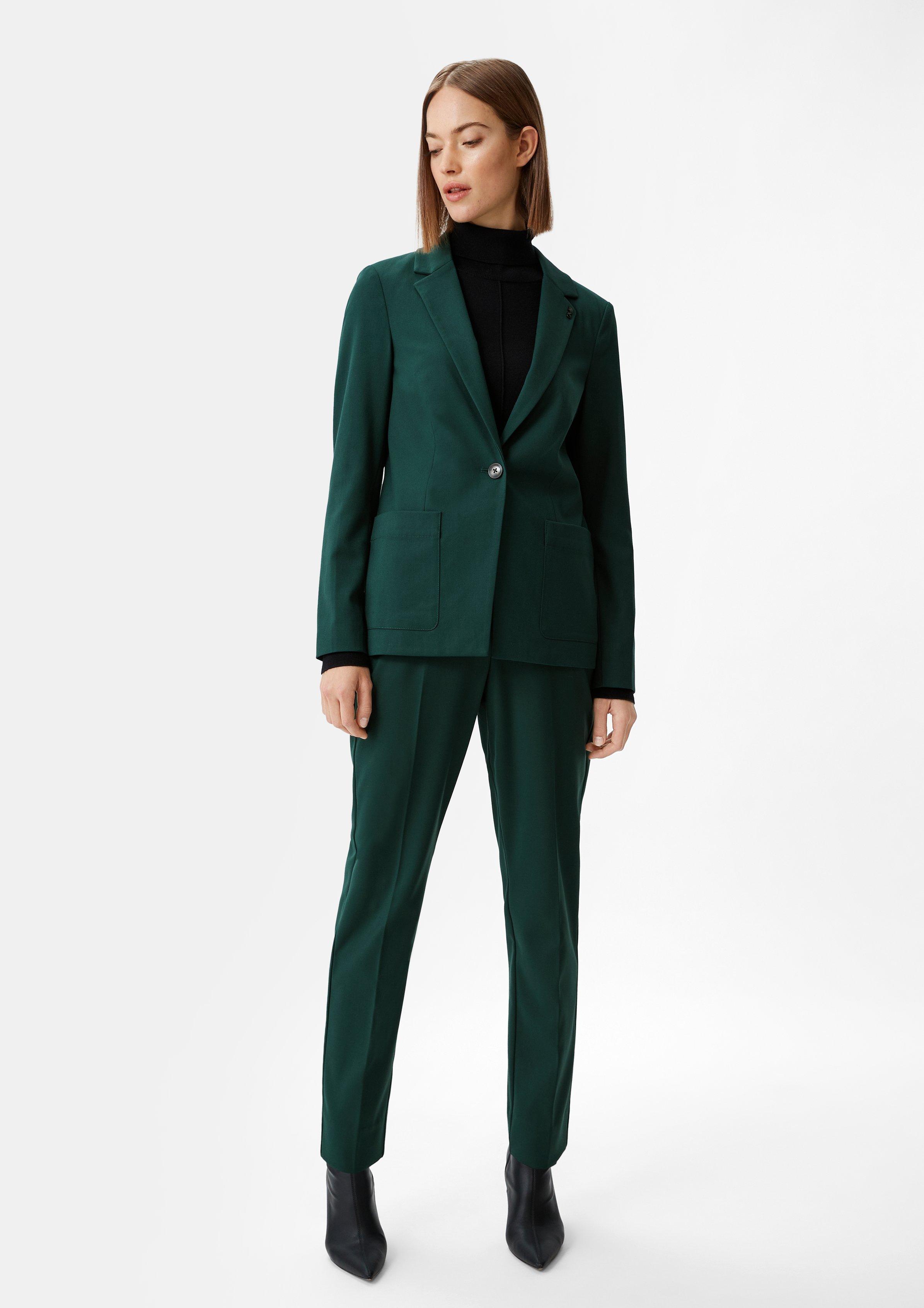Antaillierter Blazer aus Twill - tannengrün
