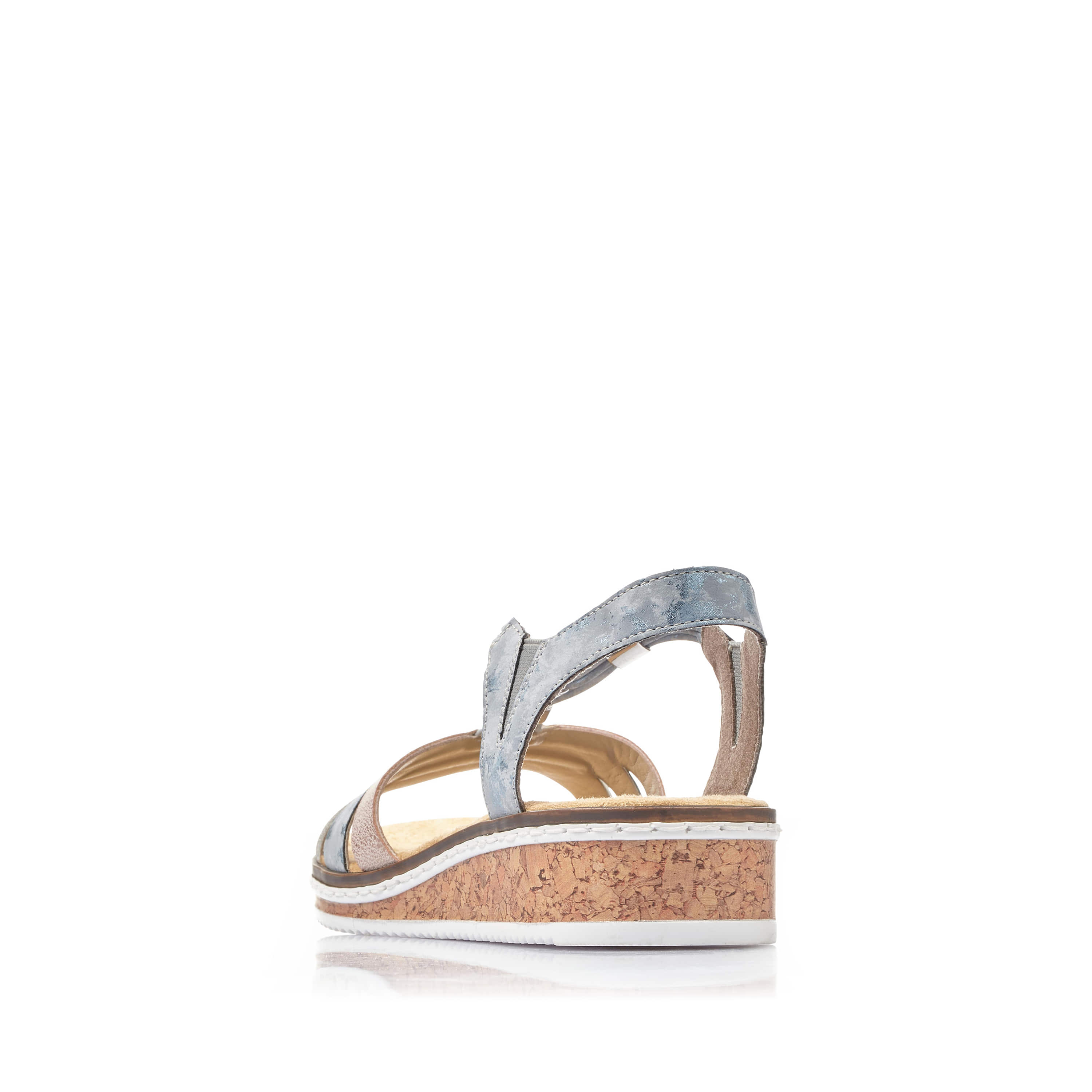 Rieker Damen Keilsandaletten himmelblau-hellbeige