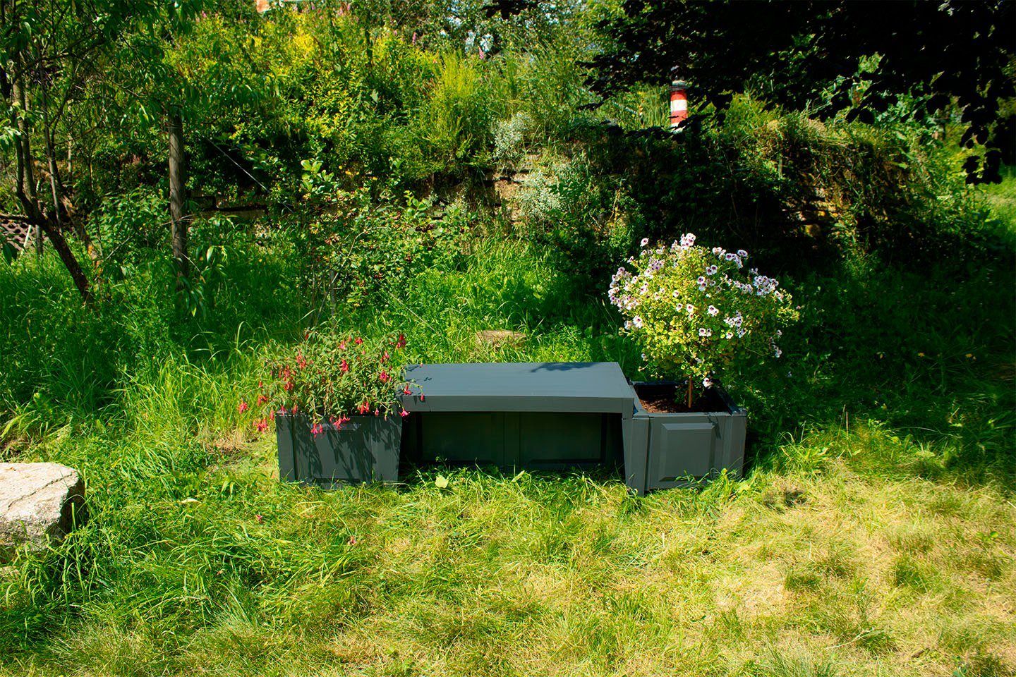 KHW Gartenbank Berlin, mit zwei Pflanzkästen, anthrazit
