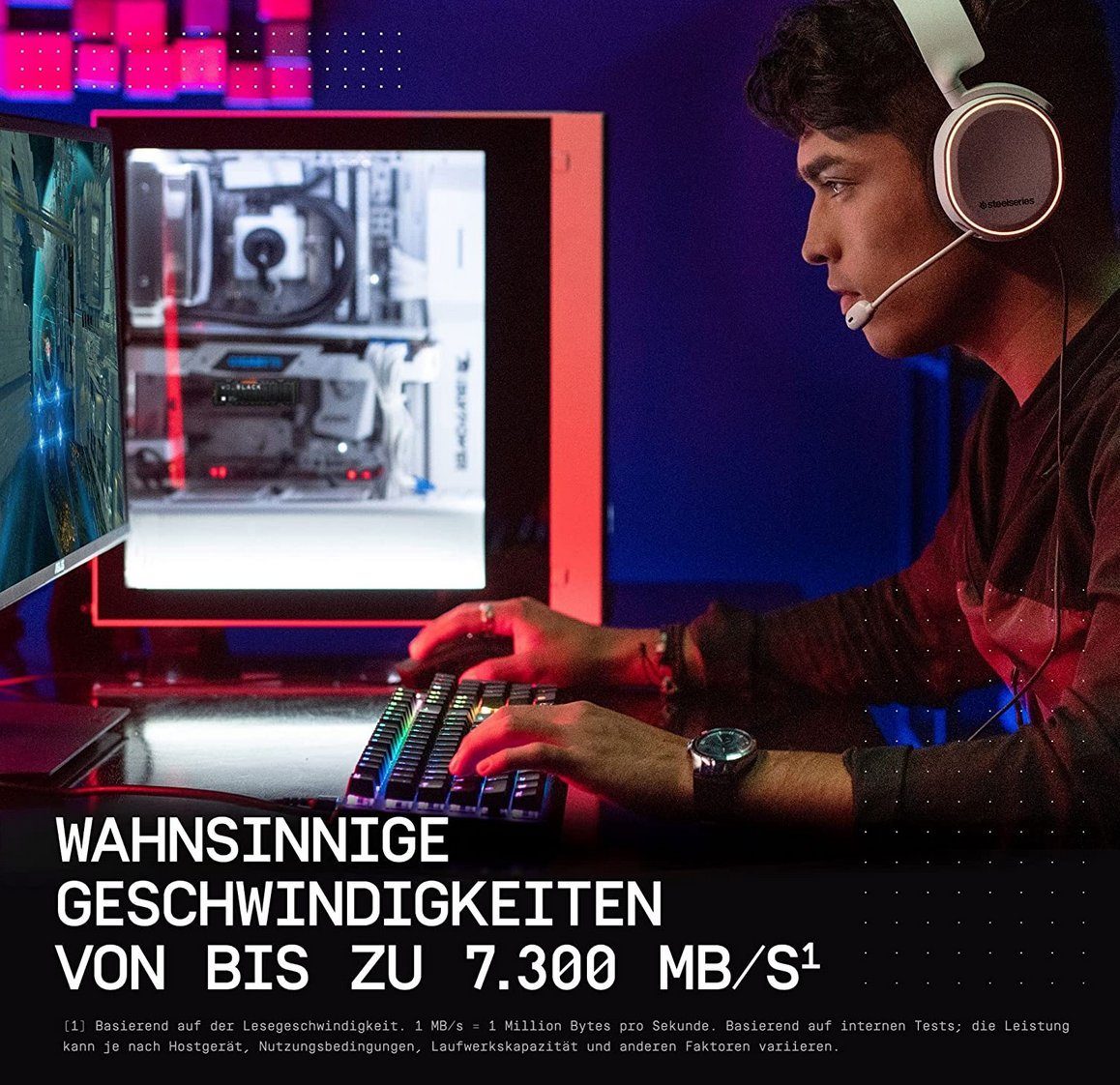 WD_Black SN850X NVMe with Heatsink interne Gaming-SSD (1 TB) 7300 MB/S Lesegeschwindigkeit, 6600 MB/S Schreibgeschwindigkeit, PCI Express 4.0