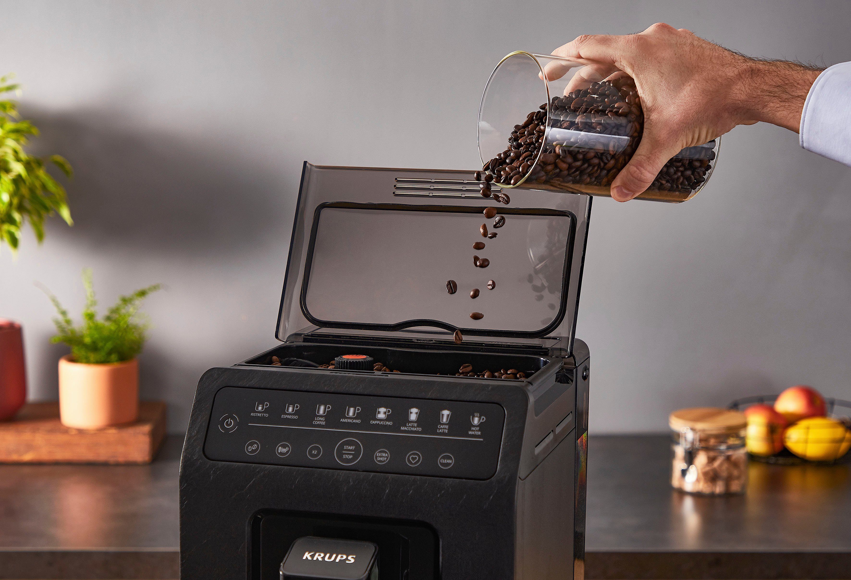 Krups Kaffeevollautomat EA897B Evidence ECOdesign, aus 62%* recyceltem Kunststoff, bis zu 90% recycelbar, inkl. Emsa Travel Mug im Wert von UVP 25,99