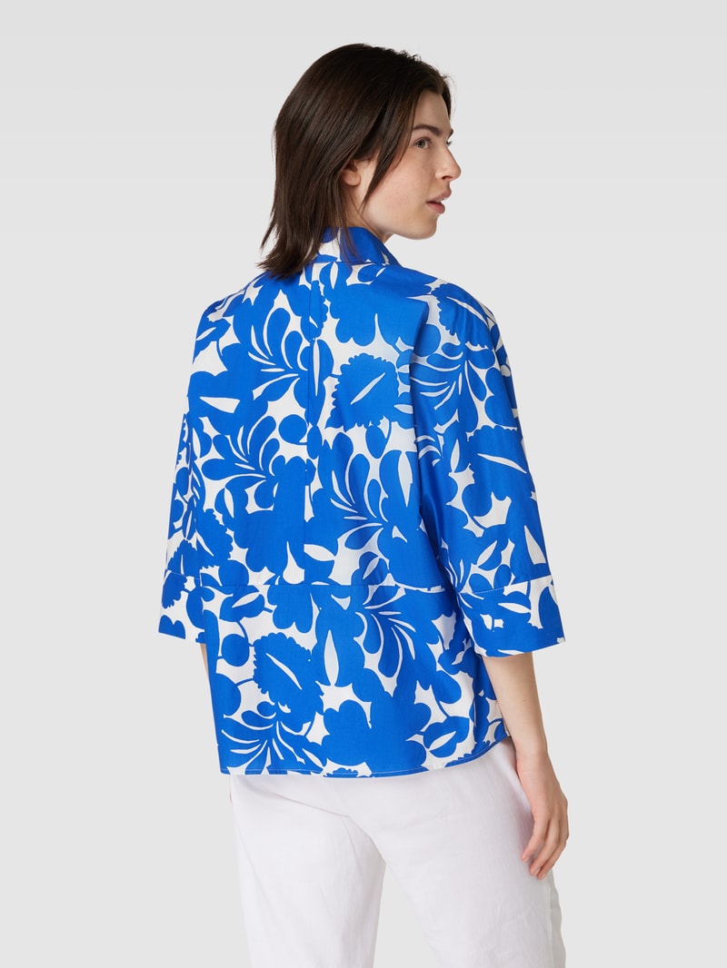 Bluse aus Baumwolle mit Allover-Print in royalblau