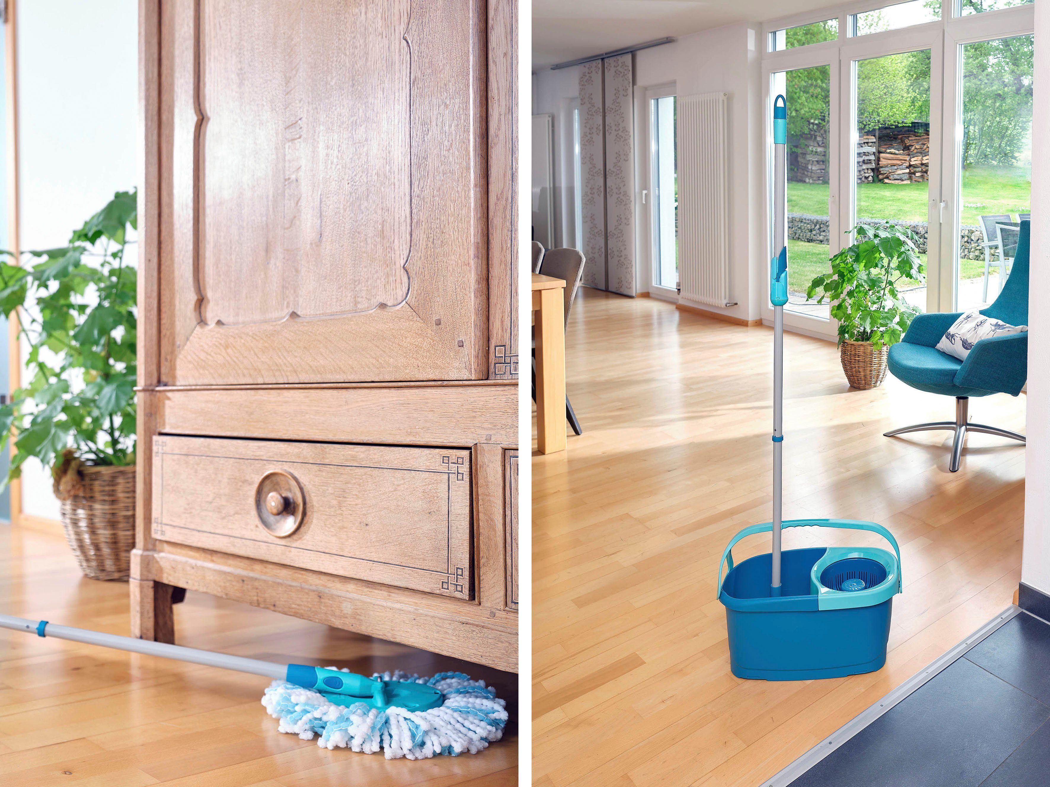 Leifheit Bodenwischer-Set Set CLEAN TWIST Disc Mop Ergo Mobile, inkl. Rollwagen und Eimer