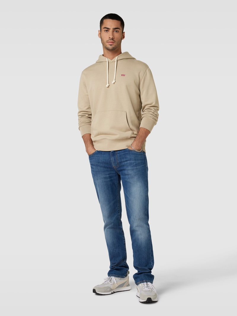 Hoodie mit Label-Stitching Modell 'NEW ORIGINAL' in olivgrün