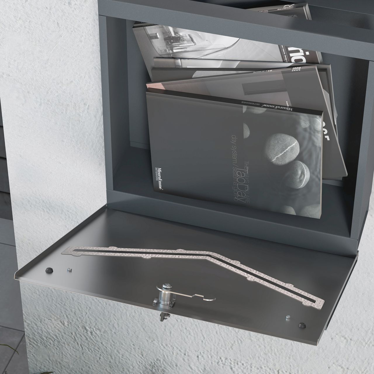 HOMCOM Briefkasten mit Zeitungsfach Wandbriefkasten mit Sichtfenster 2 Schlüssel